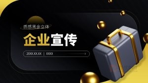 黑金3D立体风企业宣传PPT模板（20页）