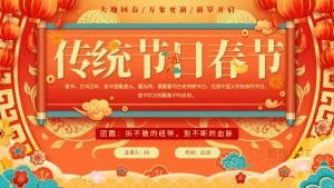 2025蛇年传统节日春节习俗介绍PPT模板