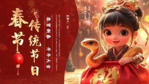 2025蛇年红色喜庆春节的传统习俗PPT模板