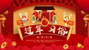 2025蛇年红色喜庆过年习俗PPT模板