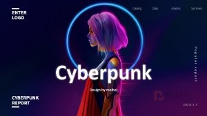 赛博朋克风工作总结汇报PPT模板