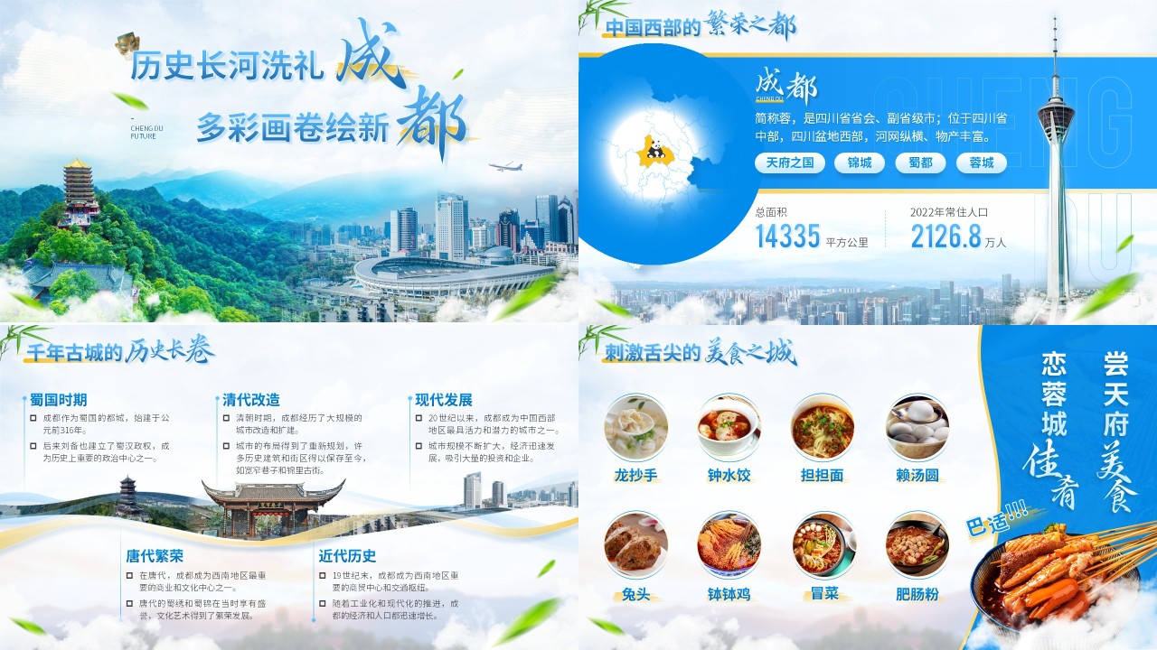 我的家乡多彩成都PPT模版