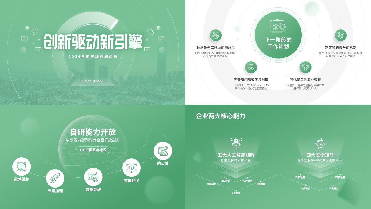 160页绿色风工作总结汇报PPT灵感手册