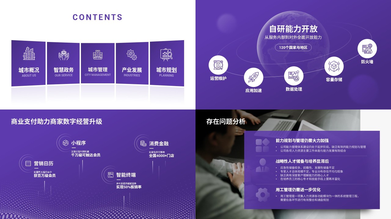 163页紫罗兰色工作总结汇报ppt模板