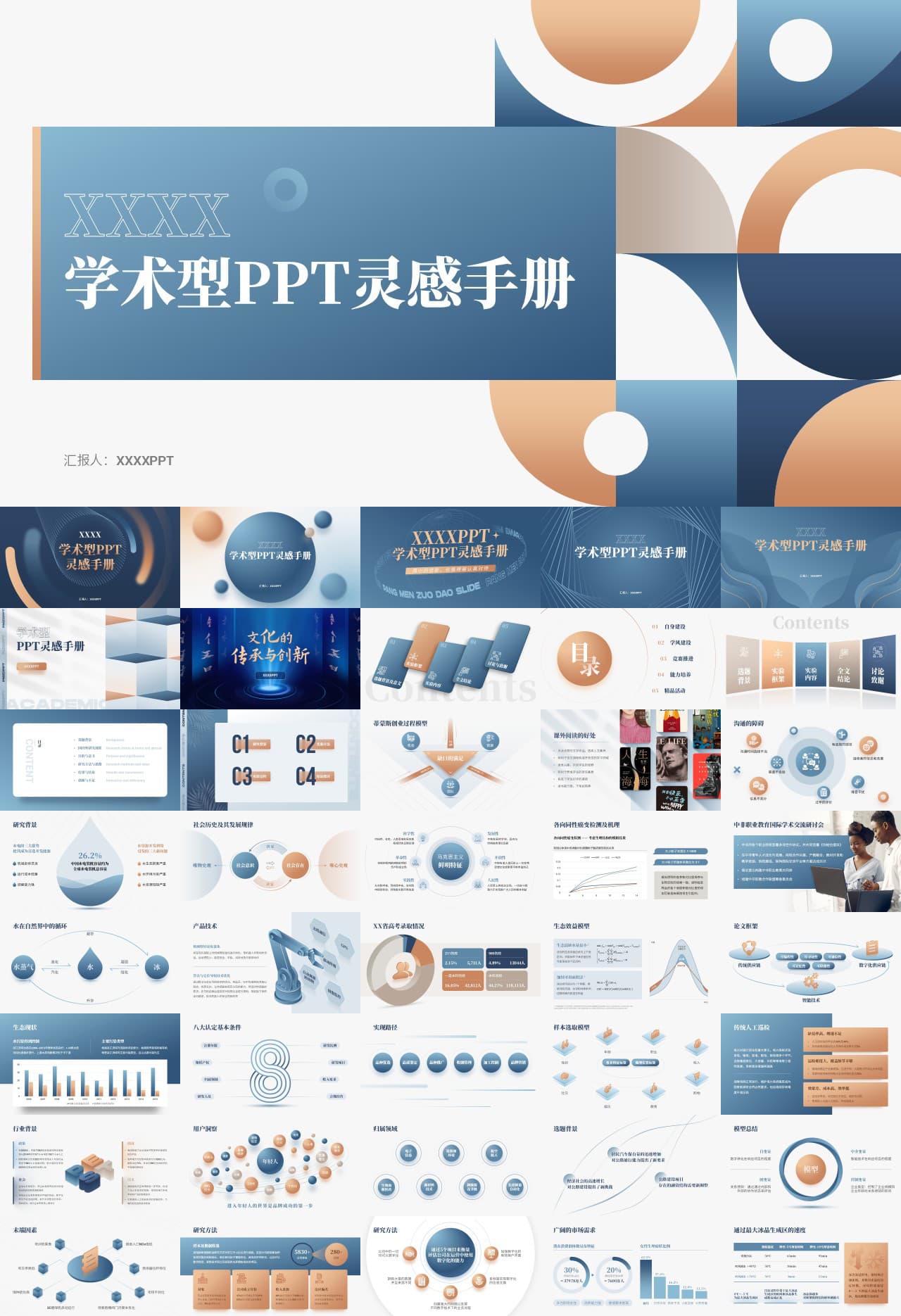 149页海波蓝工作汇报总结PPT灵感手册-宽屏